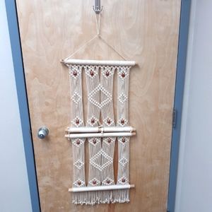 Vintage Anthropologie Macrame and Beaded Wall Art